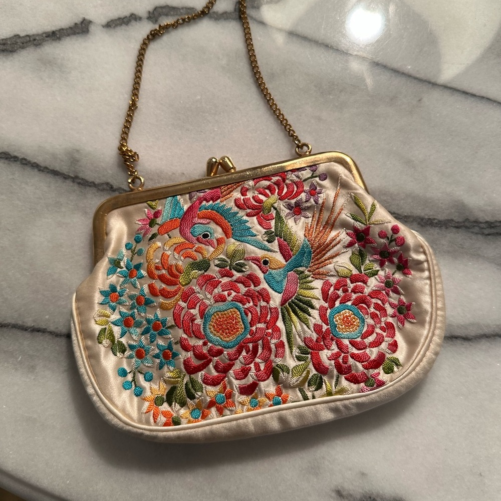 Vintage Antique embroidered mini purse